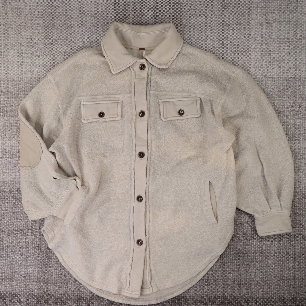 Free People Ruby Jacket Cream Fleece Oversized Shacket XS OB1057417